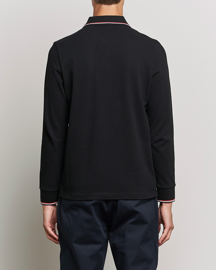 Mies | Puserot | Moncler | Contrast Rib Long Sleeve Polo Black