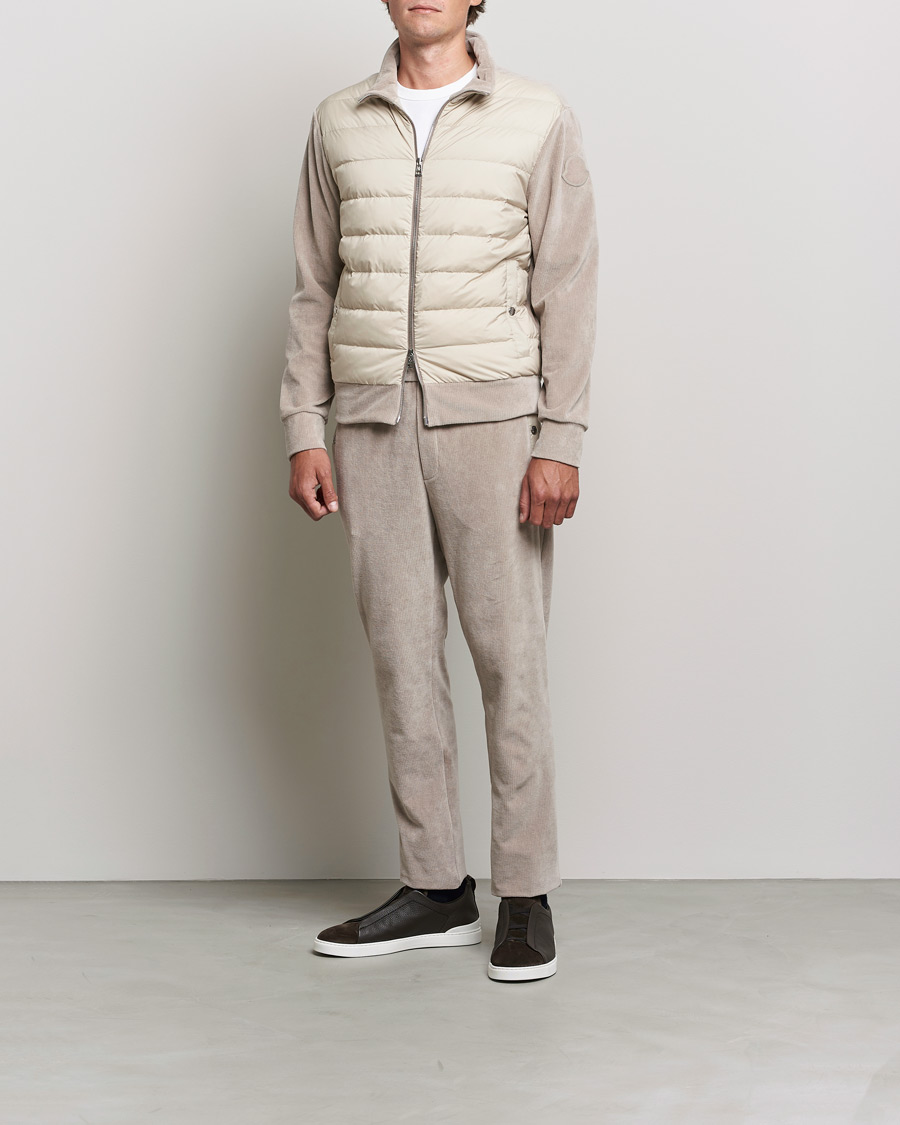 Mies | Puserot | Moncler | Corduroy Zip Cardigan Light Beige