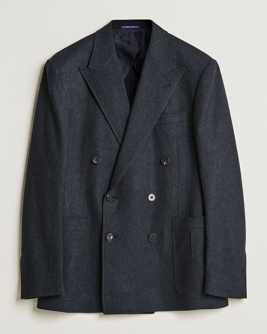 Mies | Pikkutakit | Ralph Lauren Purple Label | Double Breasted Flannel Sportcoat Dark Grey
