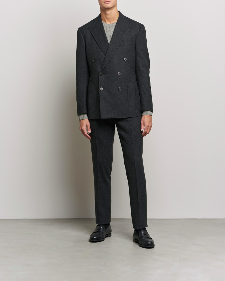 Mies | Pikkutakit | Ralph Lauren Purple Label | Double Breasted Flannel Sportcoat Dark Grey