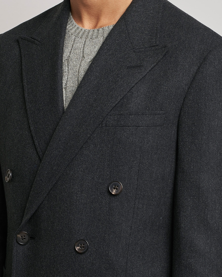 Mies | Pikkutakit | Ralph Lauren Purple Label | Double Breasted Flannel Sportcoat Dark Grey