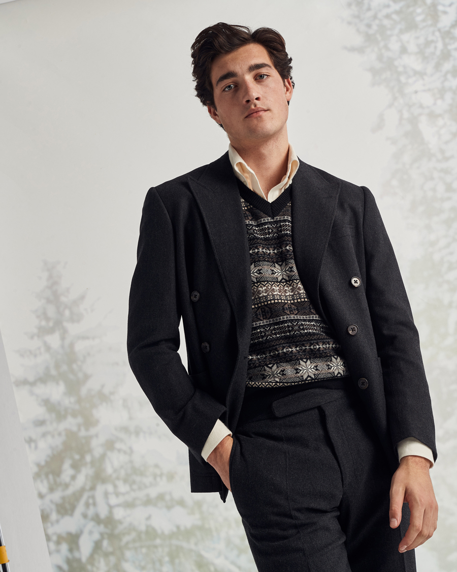Mies | Pikkutakit | Ralph Lauren Purple Label | Double Breasted Flannel Sportcoat Dark Grey