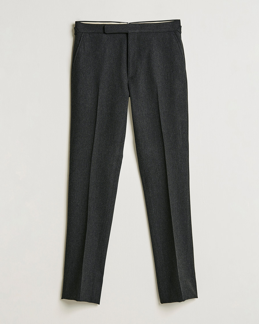 Miehet |  | Ralph Lauren Purple Label | Flat Front Flannel Trousers Dark Grey