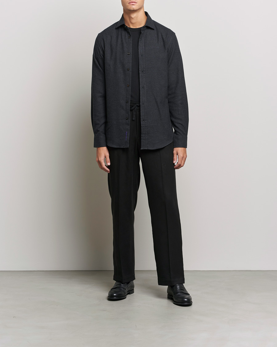 Mies | Kauluspaidat | Ralph Lauren Purple Label | Flannel Sport Shirt Dark Grey