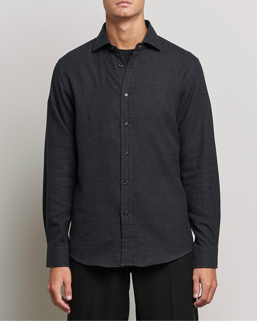 Mies | Kauluspaidat | Ralph Lauren Purple Label | Flannel Sport Shirt Dark Grey
