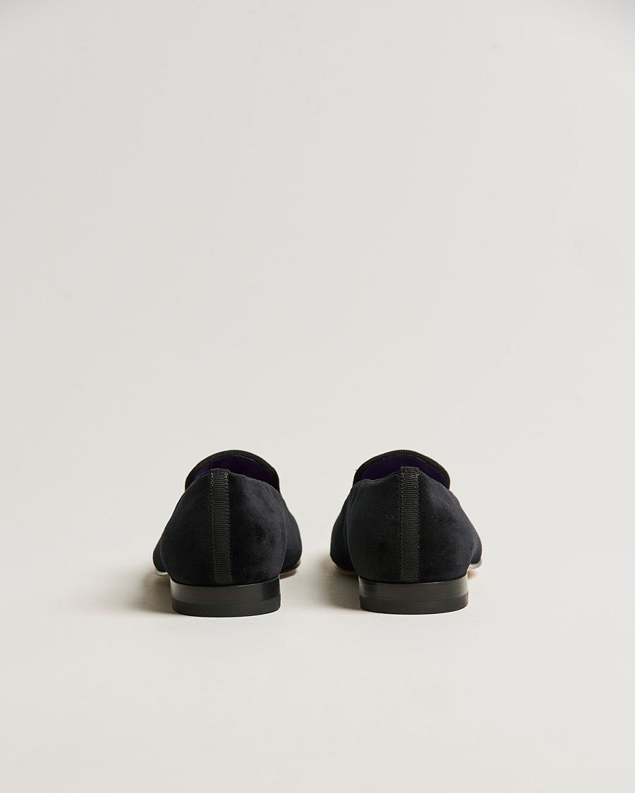 Mies | Ralph Lauren Purple Label Velvet Embroidered Slippers Black | Ralph Lauren Purple Label | Velvet Embroidered Slippers Black