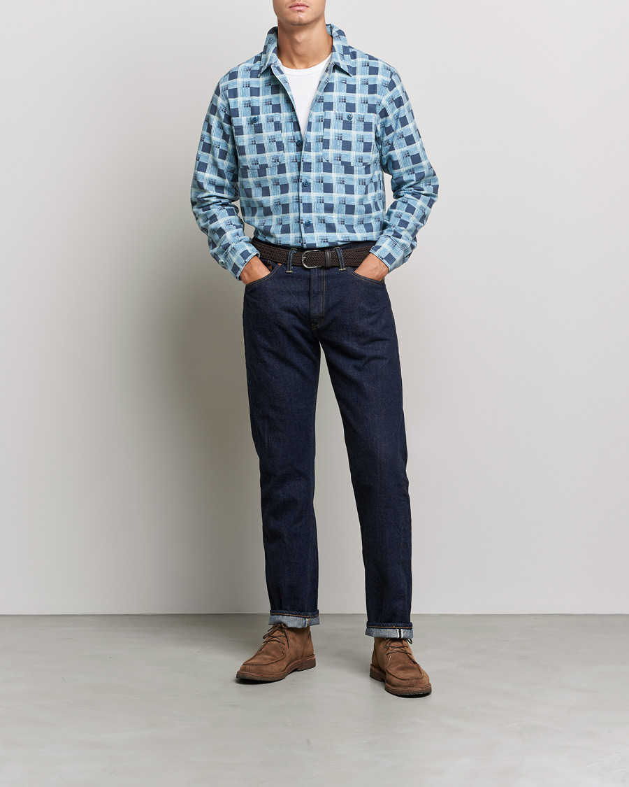 Mies | Kauluspaidat | RRL | Universal Camp Shirt Blue Check