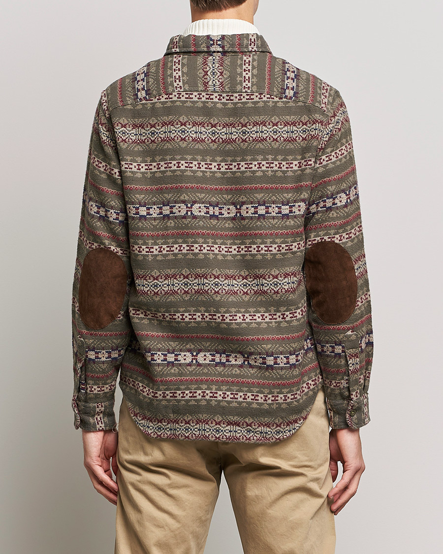 Mies | Kauluspaidat | RRL | Melton Brushed Jacquard Overshirt Olive