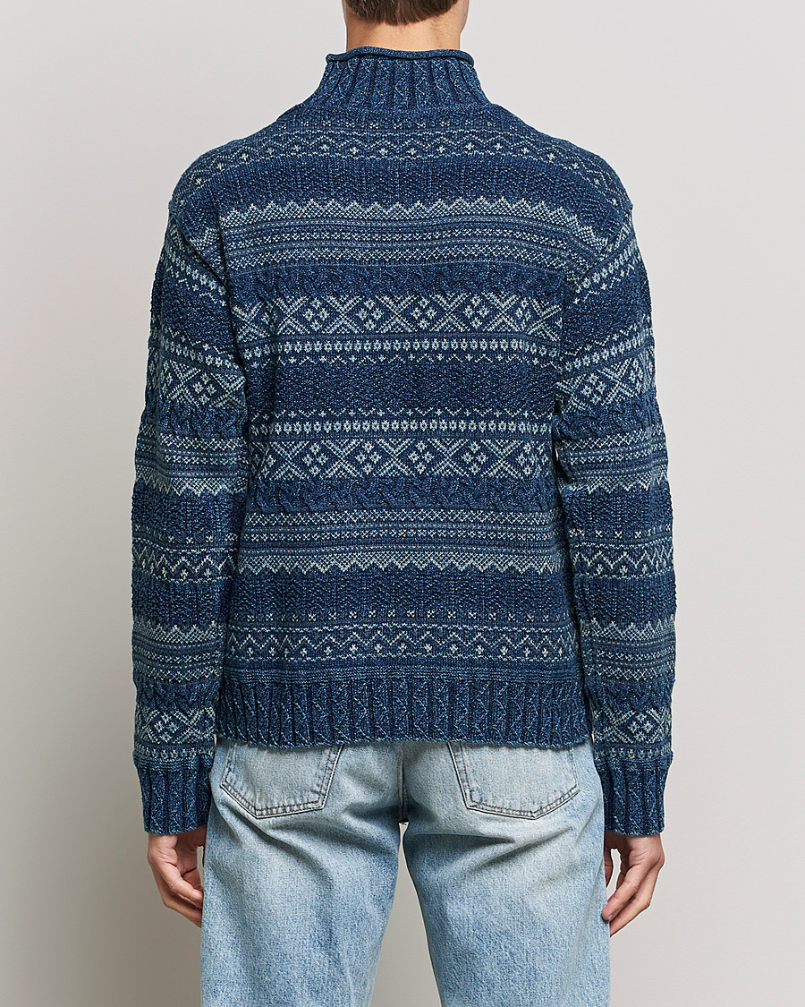 Mies | Puserot | RRL | Mock Neck Sweater Blue Indigo