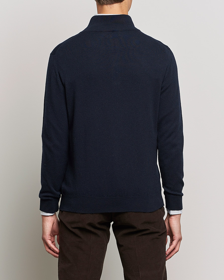 Mies | Puserot | Johnstons of Elgin | 2-Ply Cashmer Half Zip Dark Navy