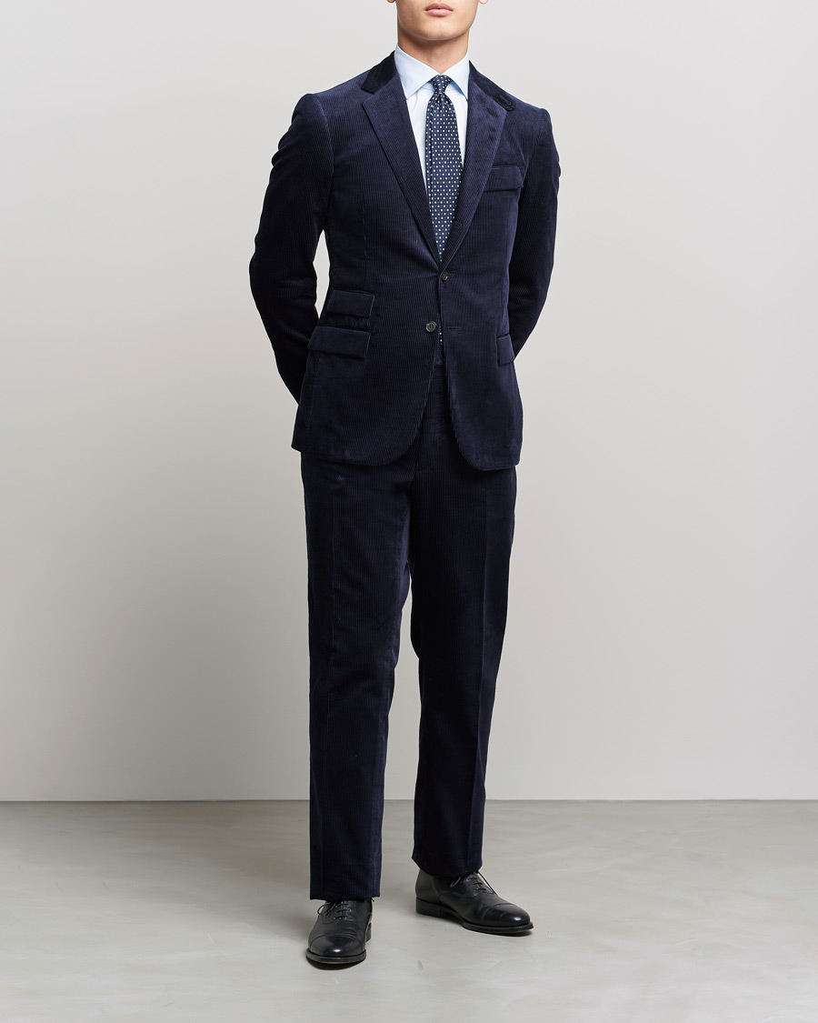 Mies | Housut | Ralph Lauren Purple Label | Wale Corduroy Trousers Chairman Navy