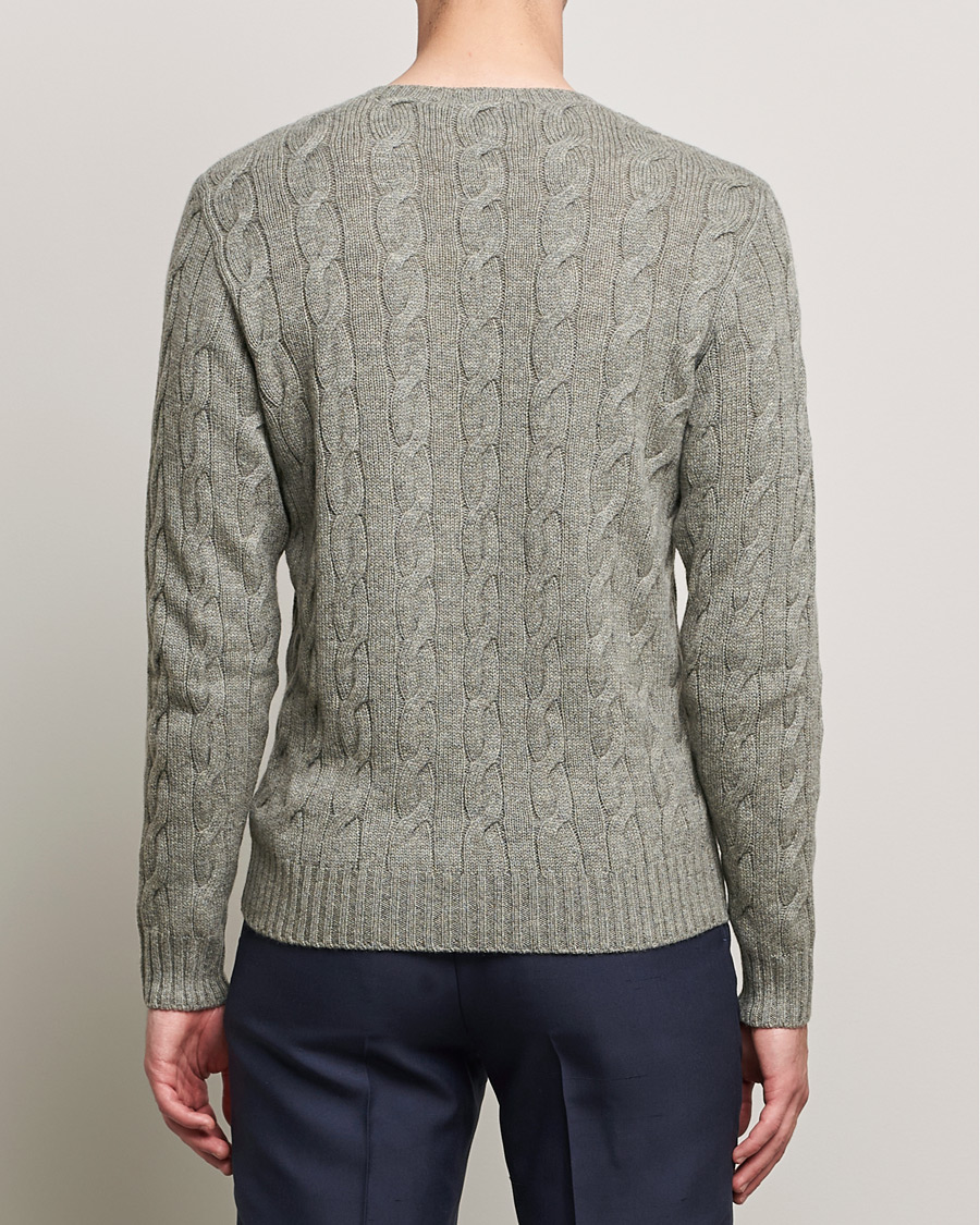 Mies | Puserot | Ralph Lauren Purple Label | Cashmere Cable Crewneck Light Grey