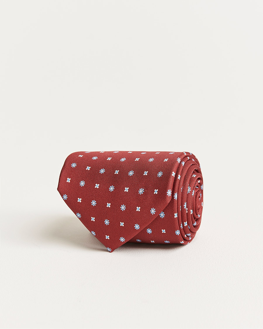 Miehet |  | E. Marinella | 3-Fold Micro Pattern Silk Tie Red