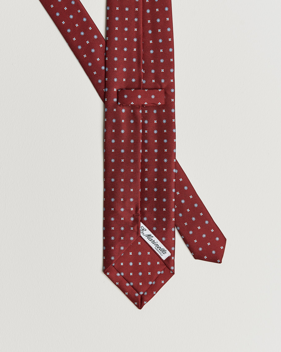 Mies | E. Marinella 3-Fold Micro Pattern Silk Tie Red | E. Marinella | 3-Fold Micro Pattern Silk Tie Red