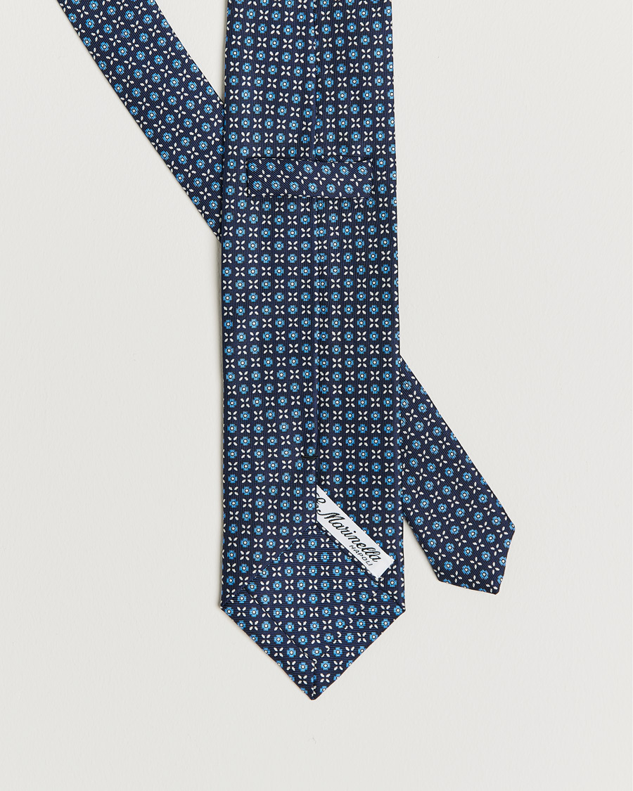 Mies | E. Marinella 3-Fold Structured Silk Tie Dark Blue | E. Marinella | 3-Fold Structured Silk Tie Dark Blue