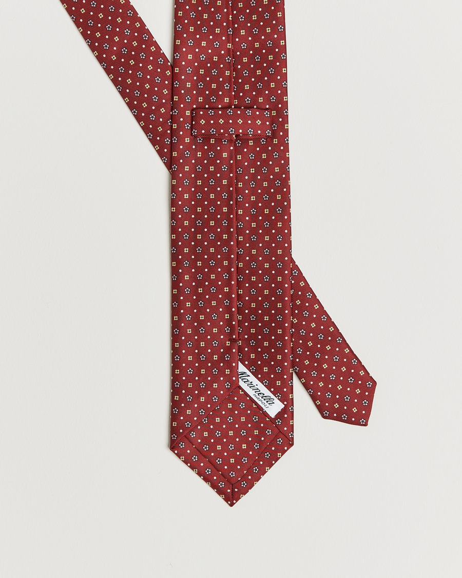 Mies | E. Marinella 3-Fold Flower Pattern Silk Tie Red | E. Marinella | 3-Fold Flower Pattern Silk Tie Red