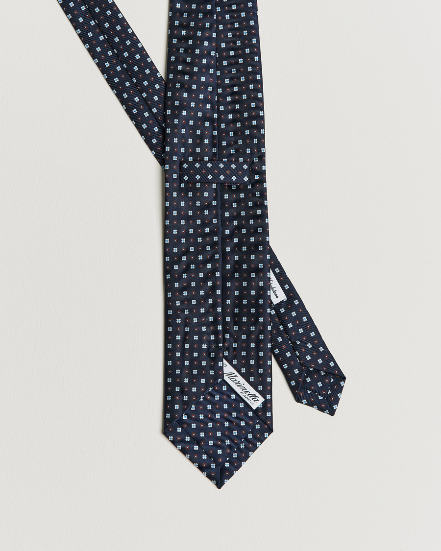 Mies | E. Marinella 3-Fold Micro Dot Silk Tie Navy | E. Marinella | 3-Fold Micro Dot Silk Tie Navy