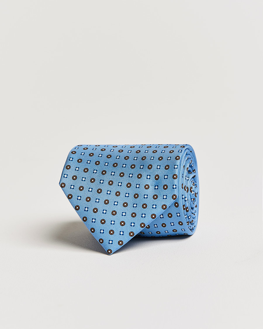 Mies | E. Marinella 3-Fold Micro Dot Silk Tie Light Blue | E. Marinella | 3-Fold Micro Dot Silk Tie Light Blue