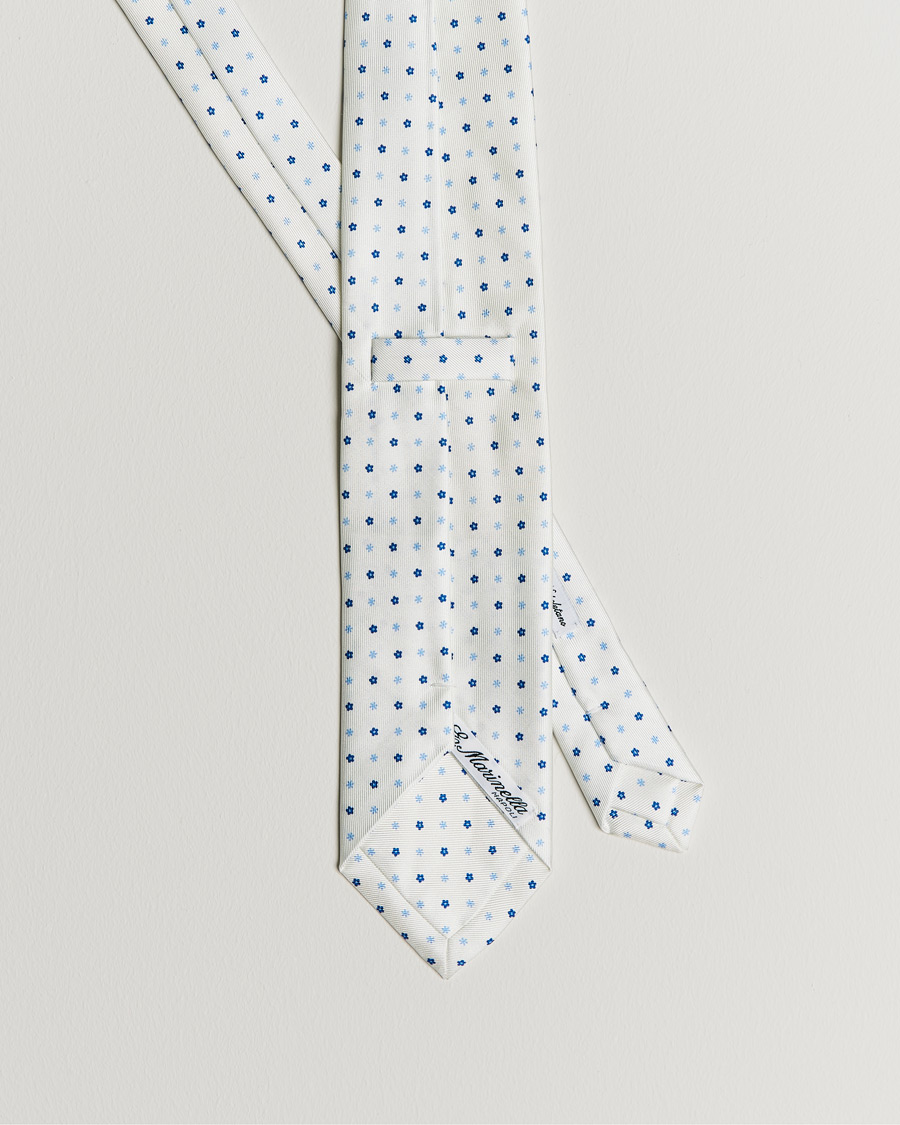 Mies | E. Marinella 3-Fold Flower Silk Tie White | E. Marinella | 3-Fold Flower Silk Tie White