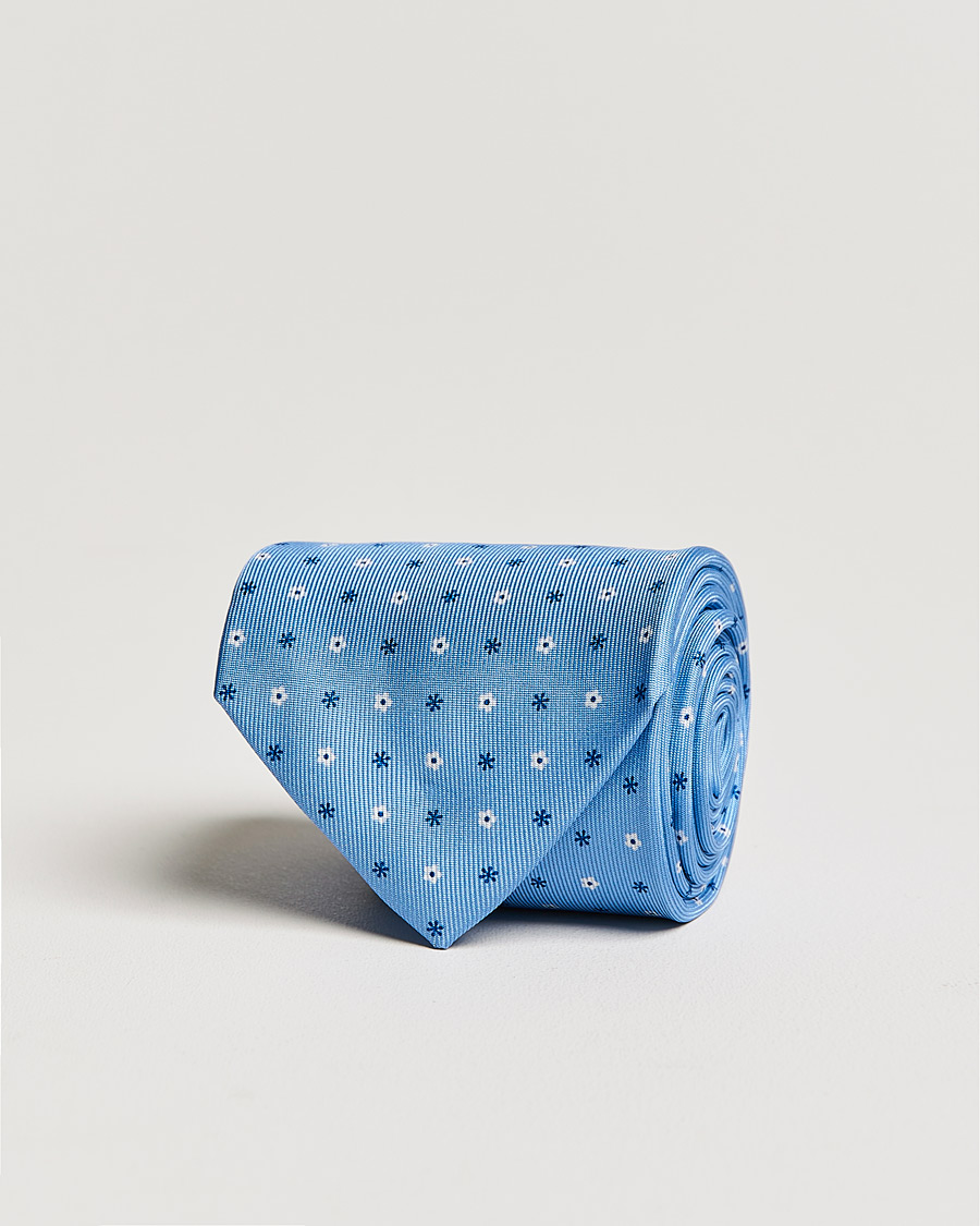 Mies | E. Marinella 3-Fold Flower Silk Tie Light Blue | E. Marinella | 3-Fold Flower Silk Tie Light Blue