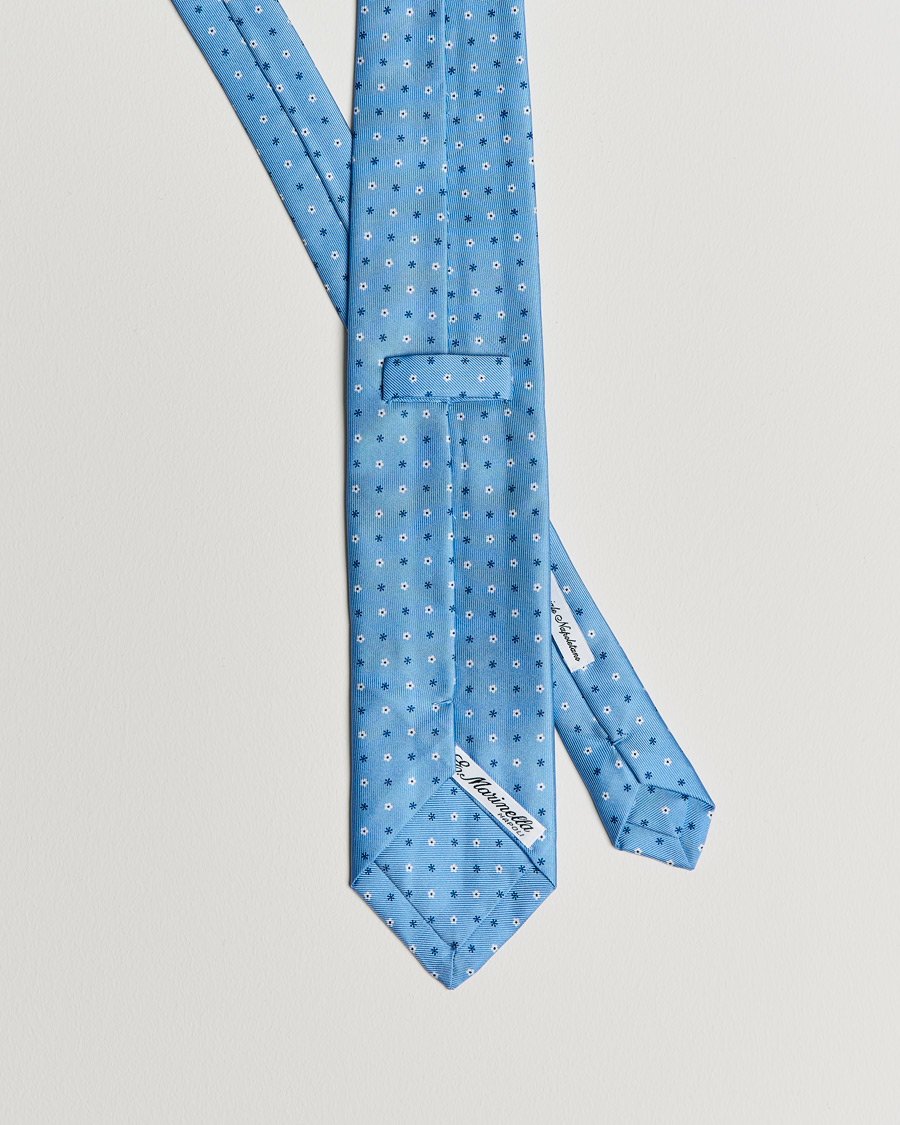 Mies | E. Marinella 3-Fold Flower Silk Tie Light Blue | E. Marinella | 3-Fold Flower Silk Tie Light Blue