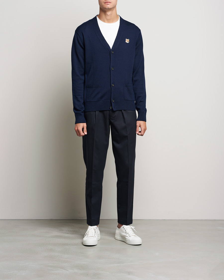 Mies | Puserot | Maison Kitsuné | Fox Head Wool Cardigan Navy