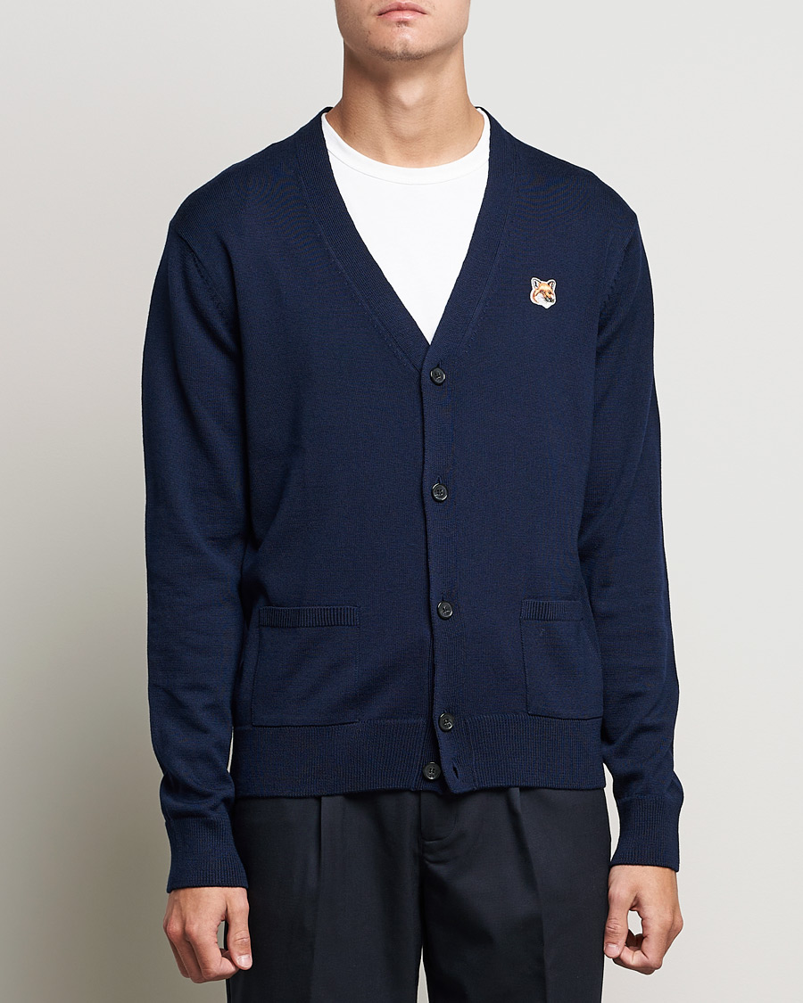 Mies | Puserot | Maison Kitsuné | Fox Head Wool Cardigan Navy