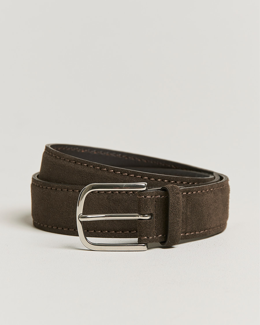 Mies | Orciani Suede Belt 3,5 cm Dark Brown | Orciani | Suede Belt 3,5 cm Dark Brown