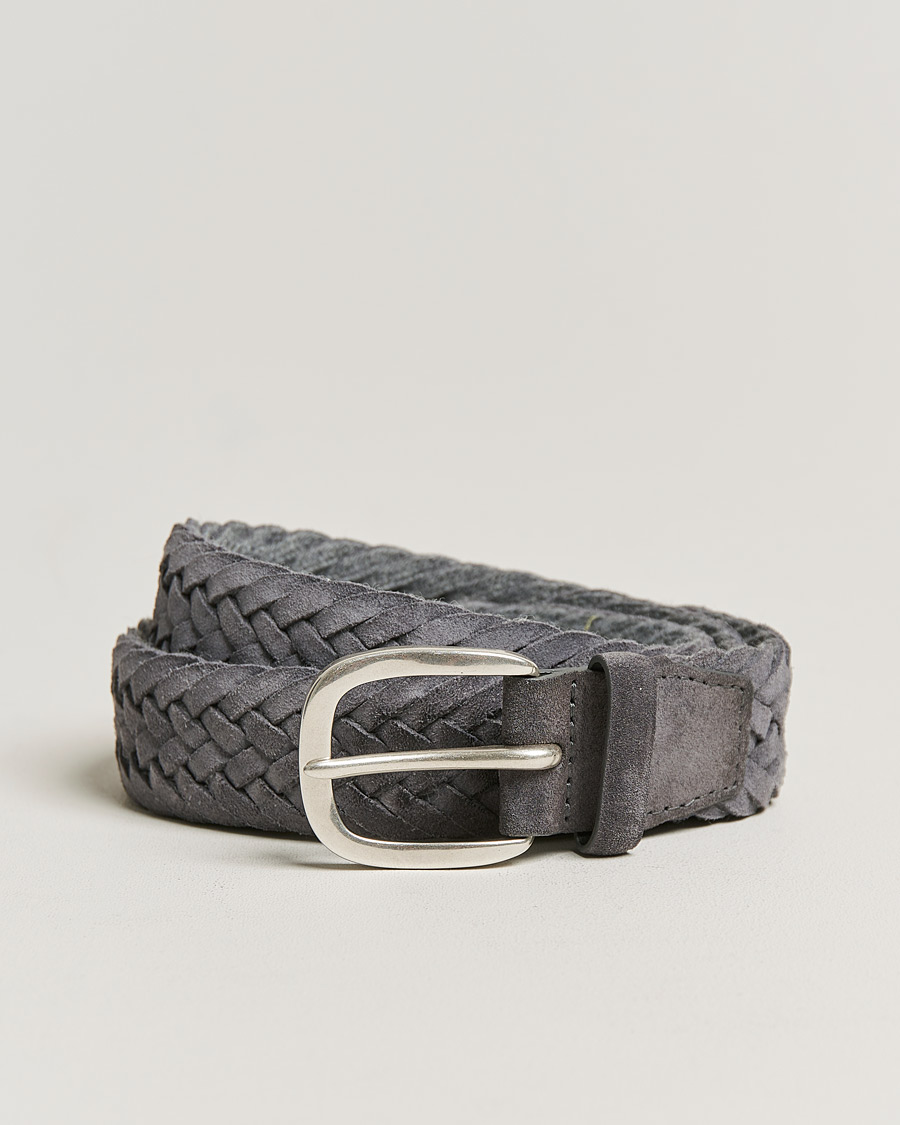 Miehet |  | Orciani | Braided Suede Belt 3,5 cm Dark Grey