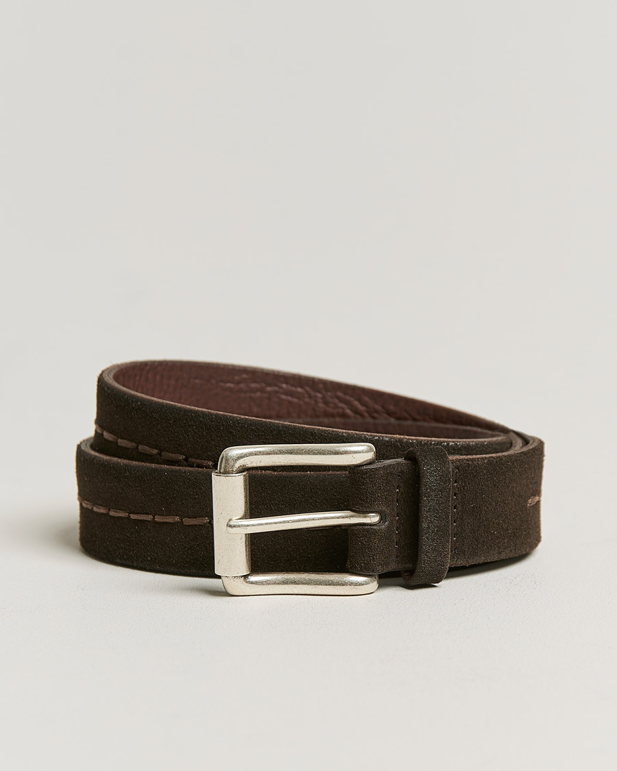 Miehet |  | Orciani | Stitched Suede Belt 3 cm Dark Brown