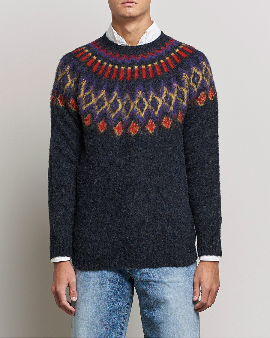 Mies | Jouluneuleet | Howlin' | Brushed Wool Fair Isle Crew Sweater Charcoal