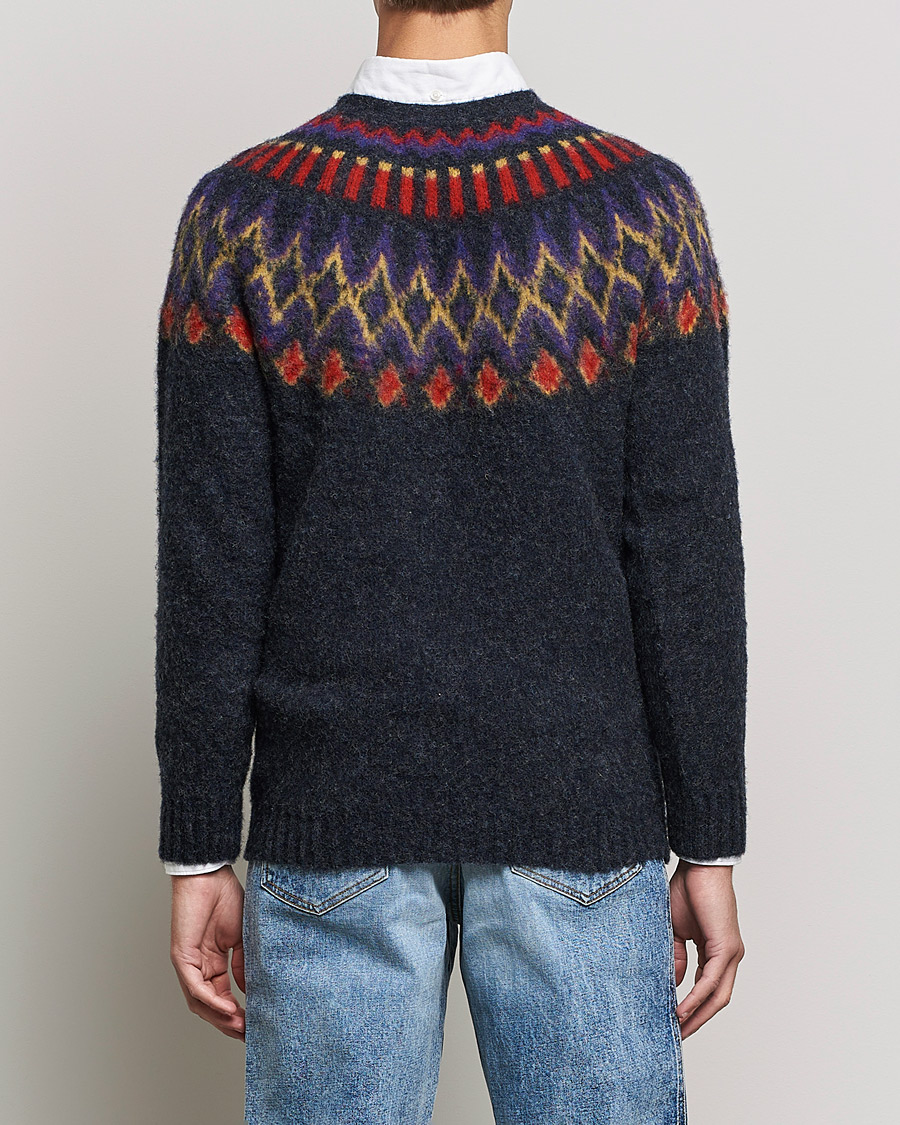 Mies | Puserot | Howlin' | Brushed Wool Fair Isle Crew Sweater Charcoal