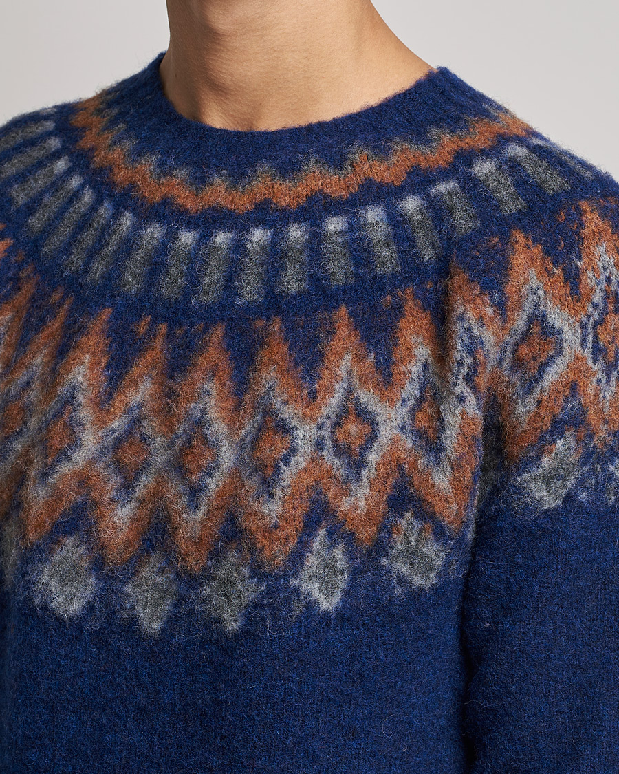Mies | Puserot | Howlin' | Brushed Wool Fair Isle Crew Sweater Magic Blue