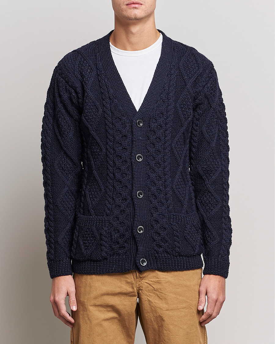 Mies | Puserot | Howlin' | Cable Knitted Wool Cardigan Navy