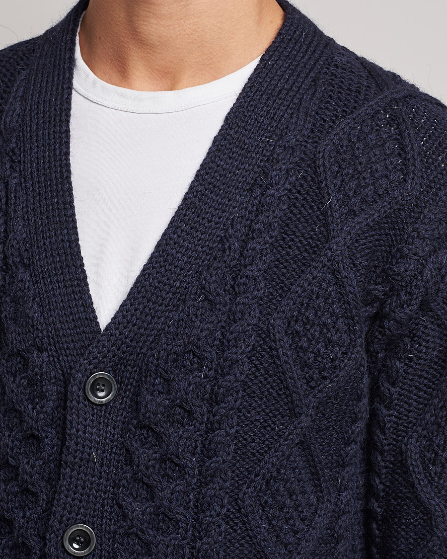 Mies | Puserot | Howlin' | Cable Knitted Wool Cardigan Navy
