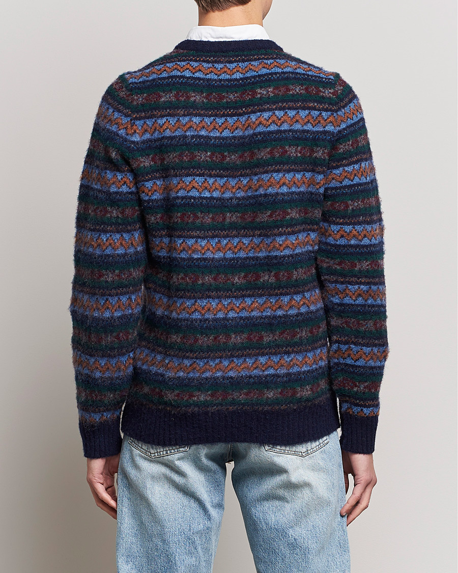 Mies | Puserot | Howlin' | Brushed Wool All Over Fair Isle Crew Neck Navy
