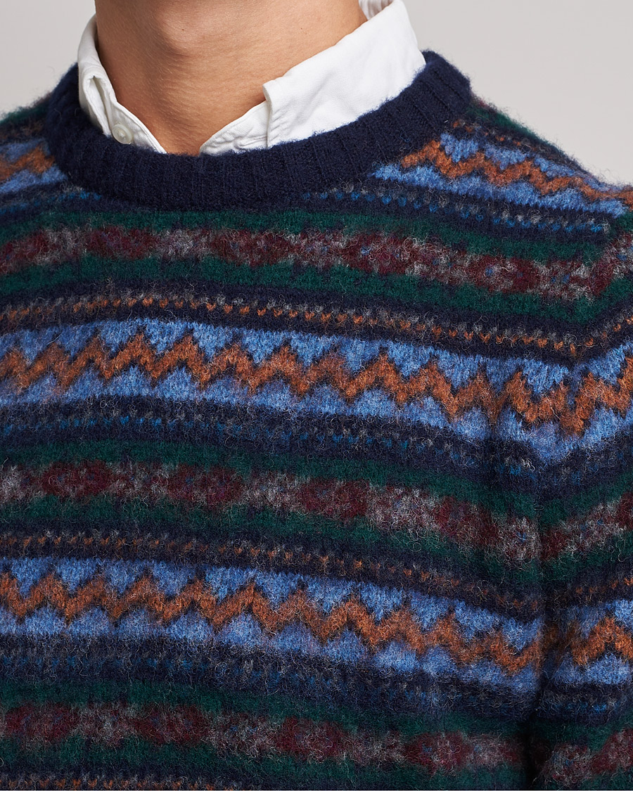 Mies | Puserot | Howlin' | Brushed Wool All Over Fair Isle Crew Neck Navy