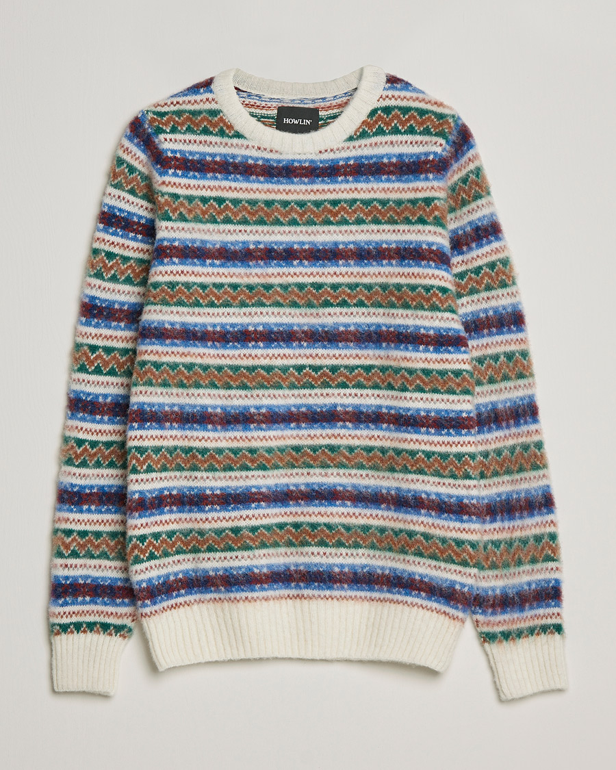 Miehet |  | Howlin' | Brushed Wool All Over Fair Isle Crew Neck White