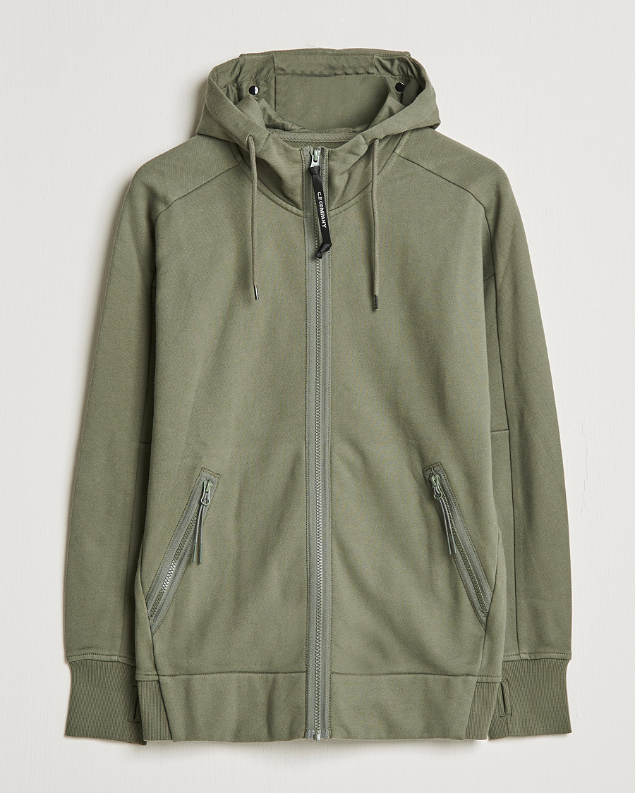 Mies | Puserot | C.P. Company | Diagonal Raised Fleece Full Zip Goggle Hoodie Green