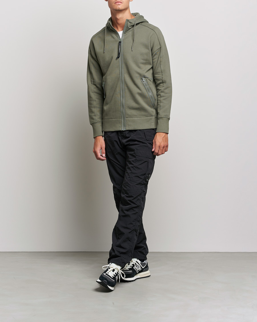 Mies | Puserot | C.P. Company | Diagonal Raised Fleece Full Zip Goggle Hoodie Green