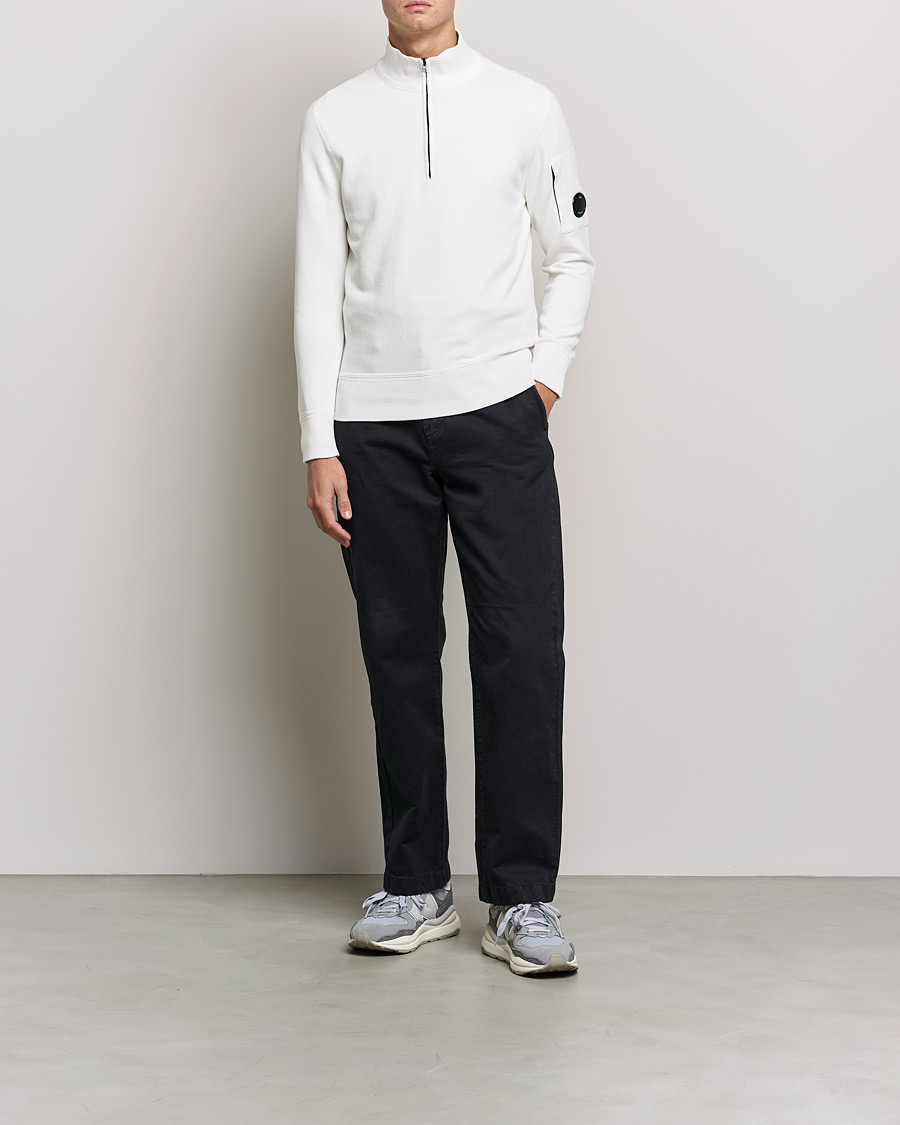 Mies | Puserot | C.P. Company | Knitted Cotton Lens Half Zip White