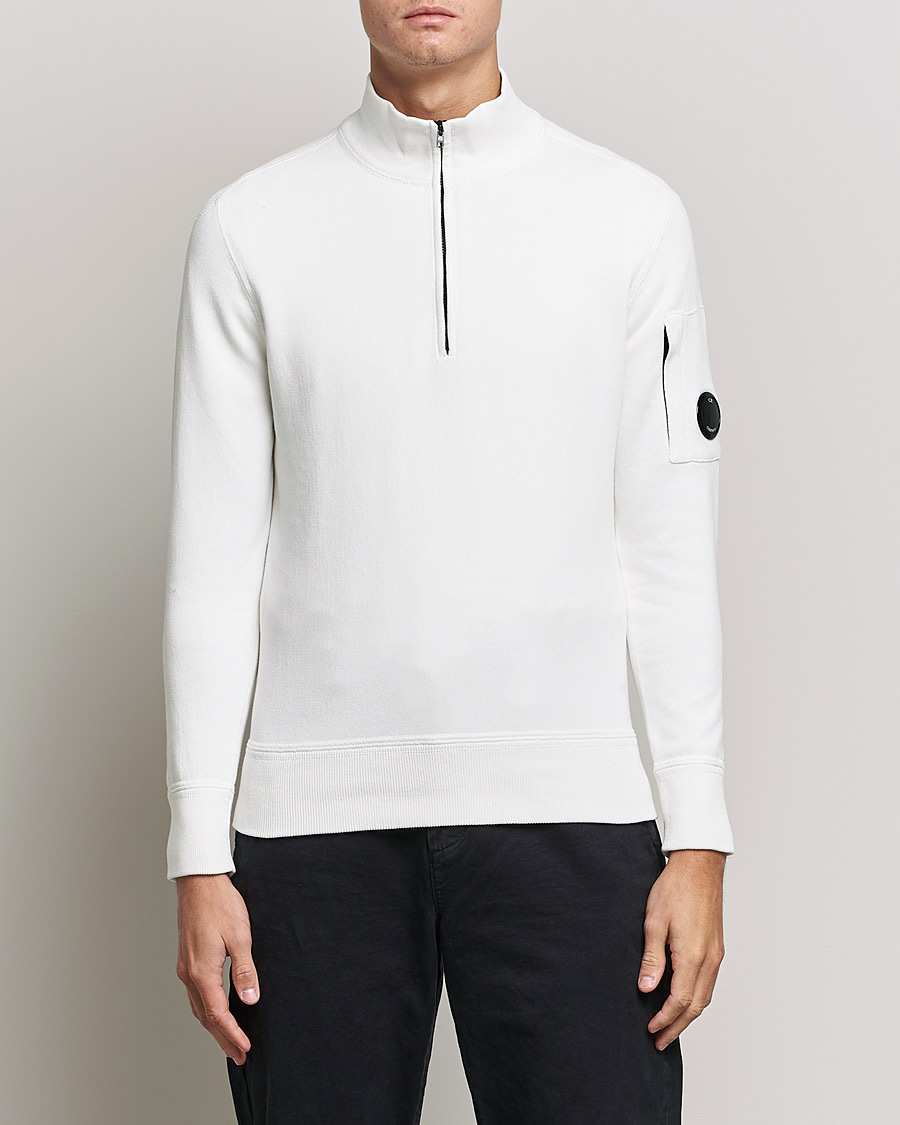 Mies | Puserot | C.P. Company | Knitted Cotton Lens Half Zip White