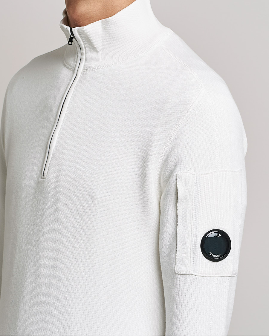 Mies | Puserot | C.P. Company | Knitted Cotton Lens Half Zip White
