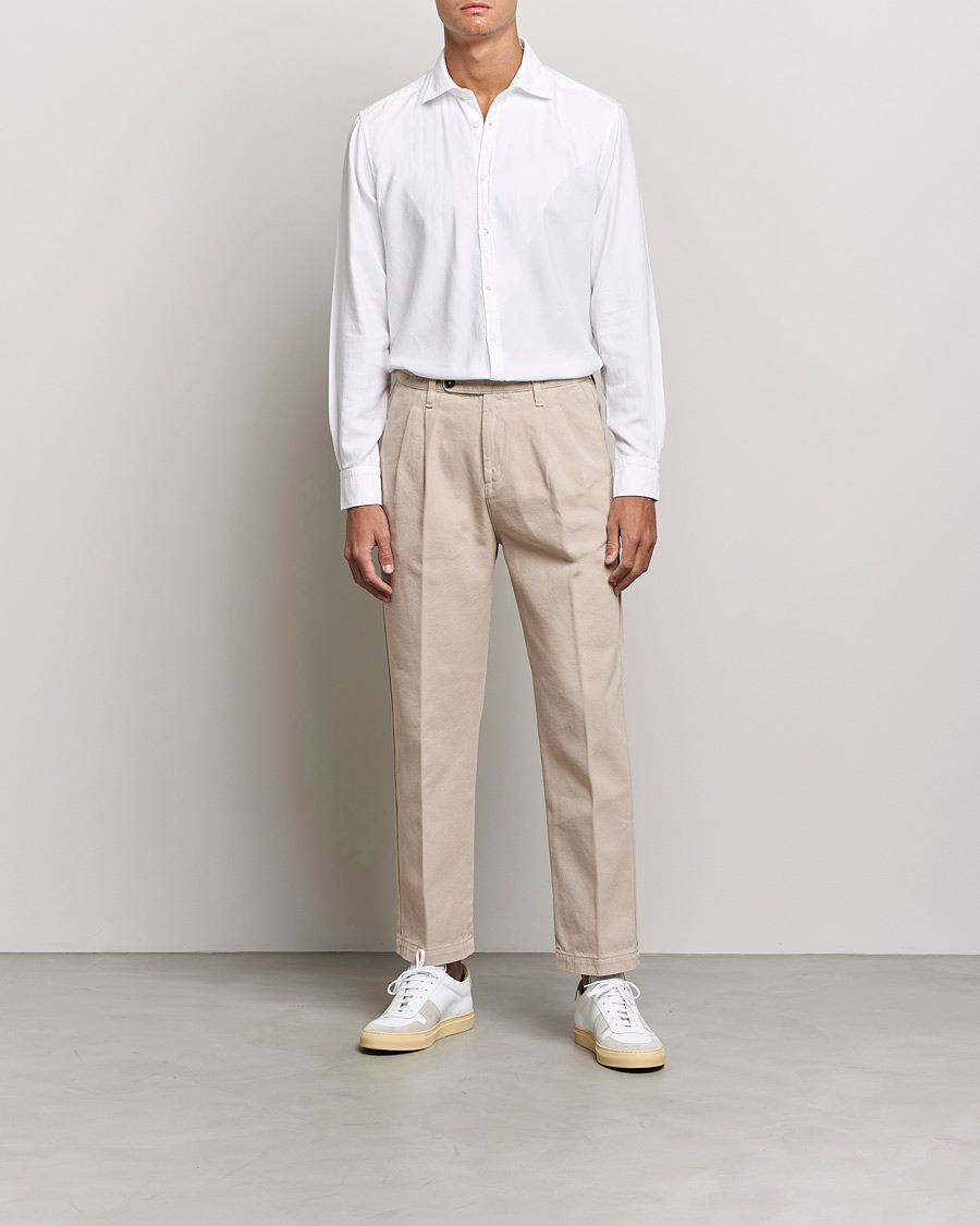 Mies |  | Massimo Alba | Genova Soft Flannel Shirt White