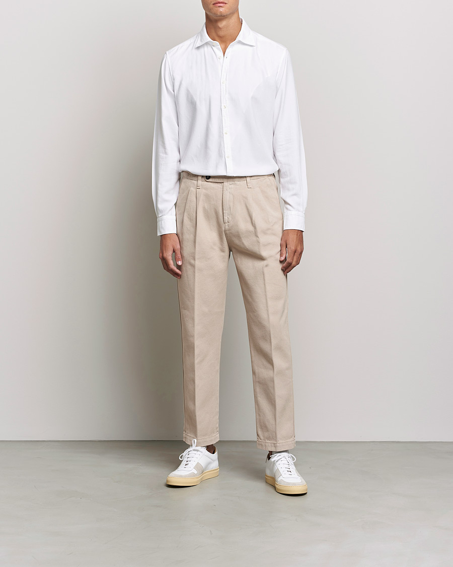 Mies | Kauluspaidat | Massimo Alba | Genova Soft Flannel Shirt White