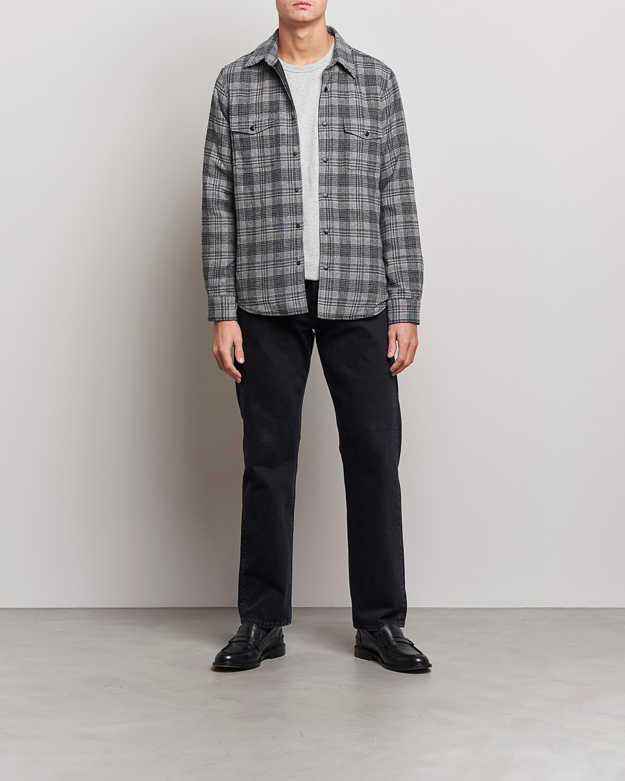 Mies | Takit | Aspesi | Padded Wool Overshirt Grey Check