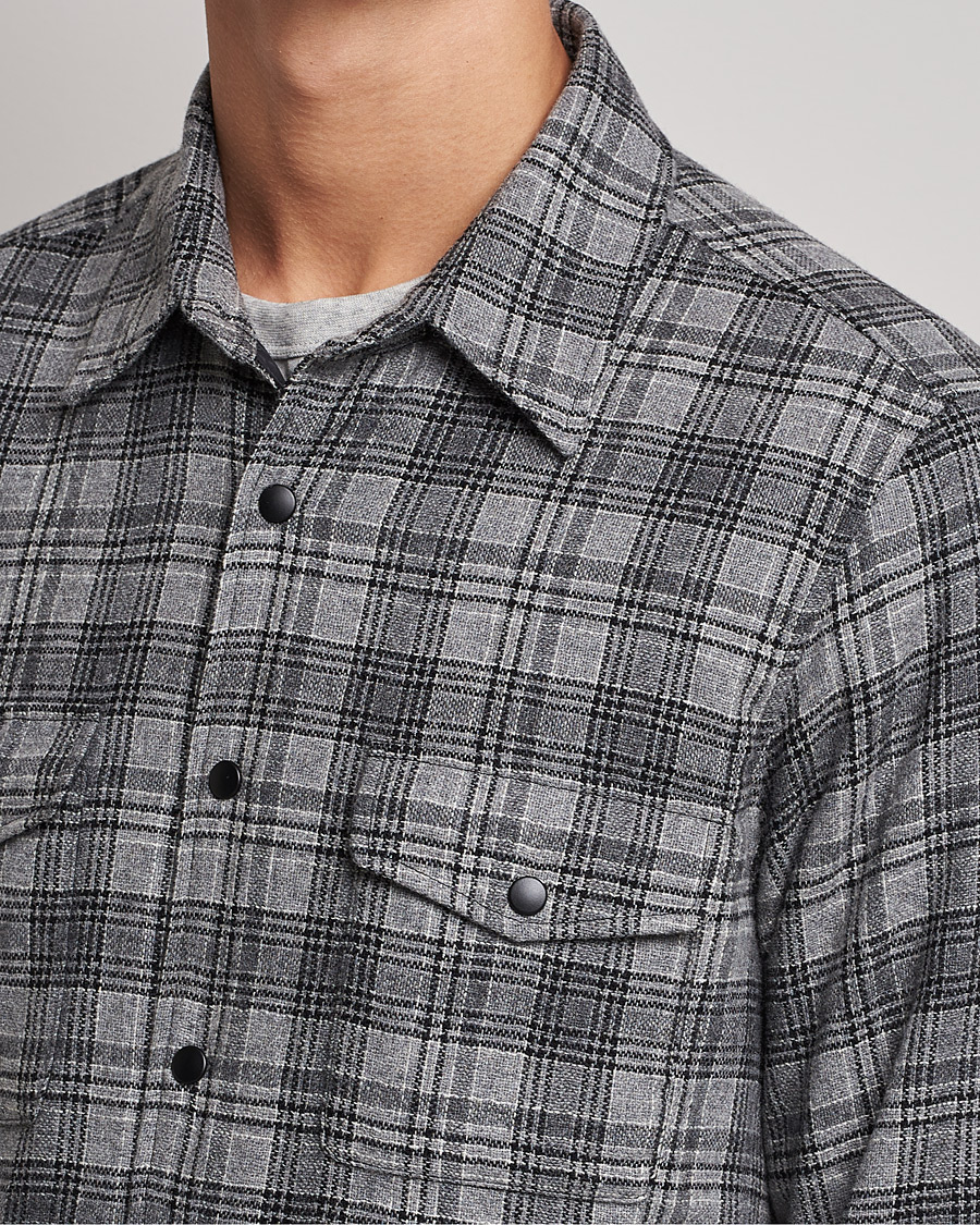 Mies | Takit | Aspesi | Padded Wool Overshirt Grey Check