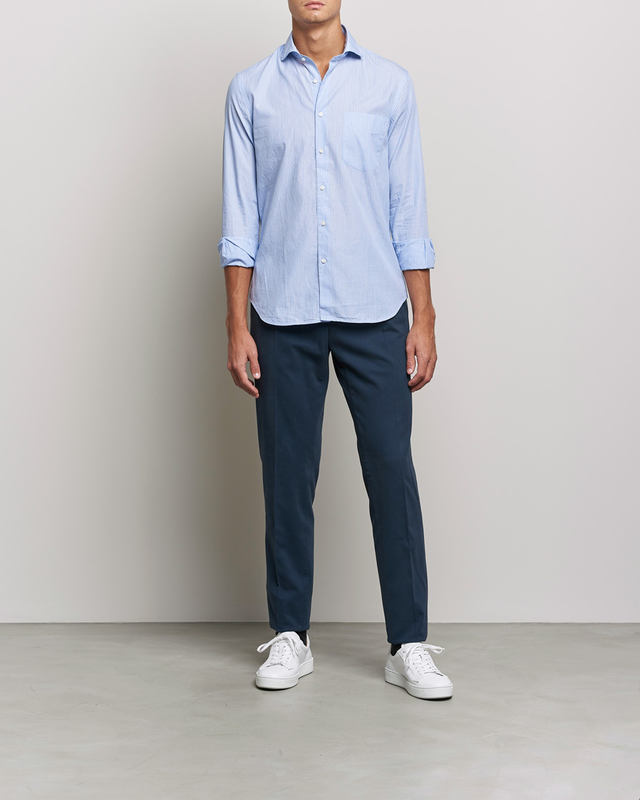 Mies | Italian Department | Aspesi | Striped Poplin Shirt Light Blue