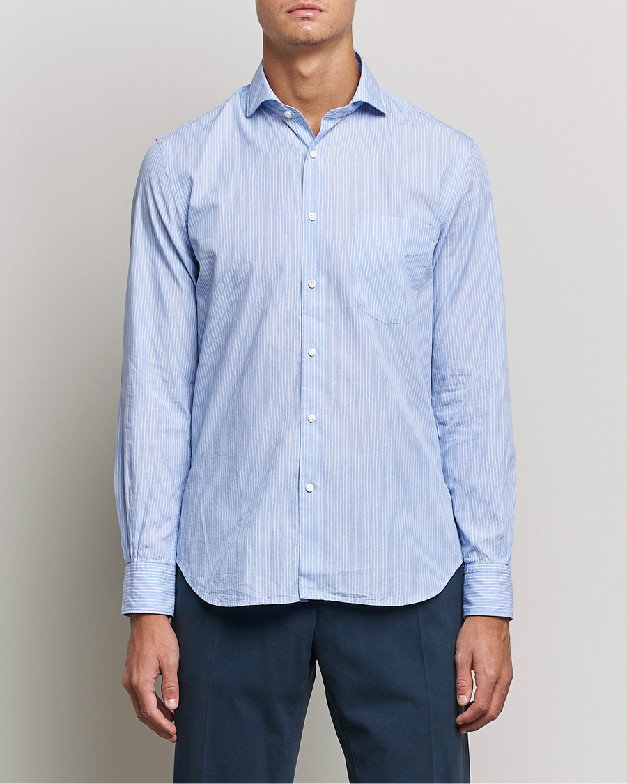 Mies |  | Aspesi | Striped Poplin Shirt Light Blue