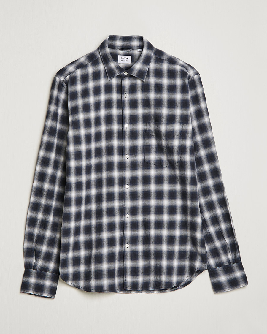 Mies | Kauluspaidat | Aspesi | Checked Flannel Shirt Blue/Grey